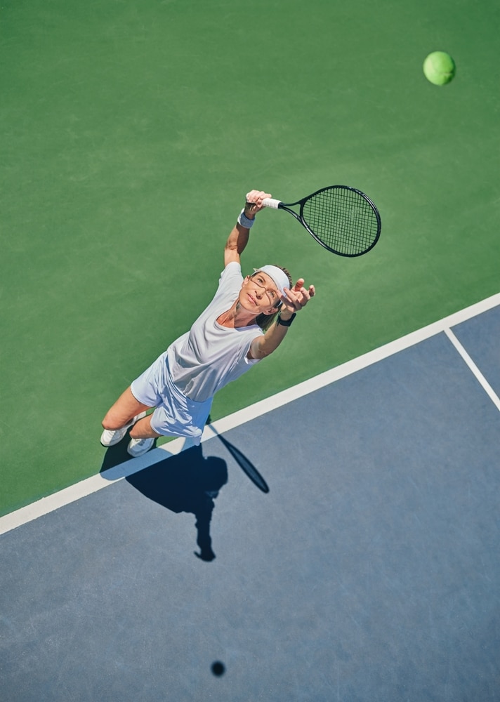 Tennis Serve Sport And Woman On Outdoor Court Fitness Motivation