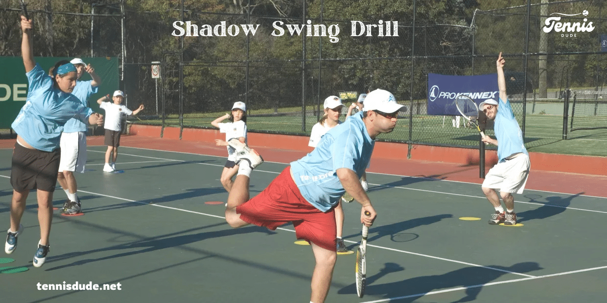 Tennis Players Practicing Shadow Swing Drill