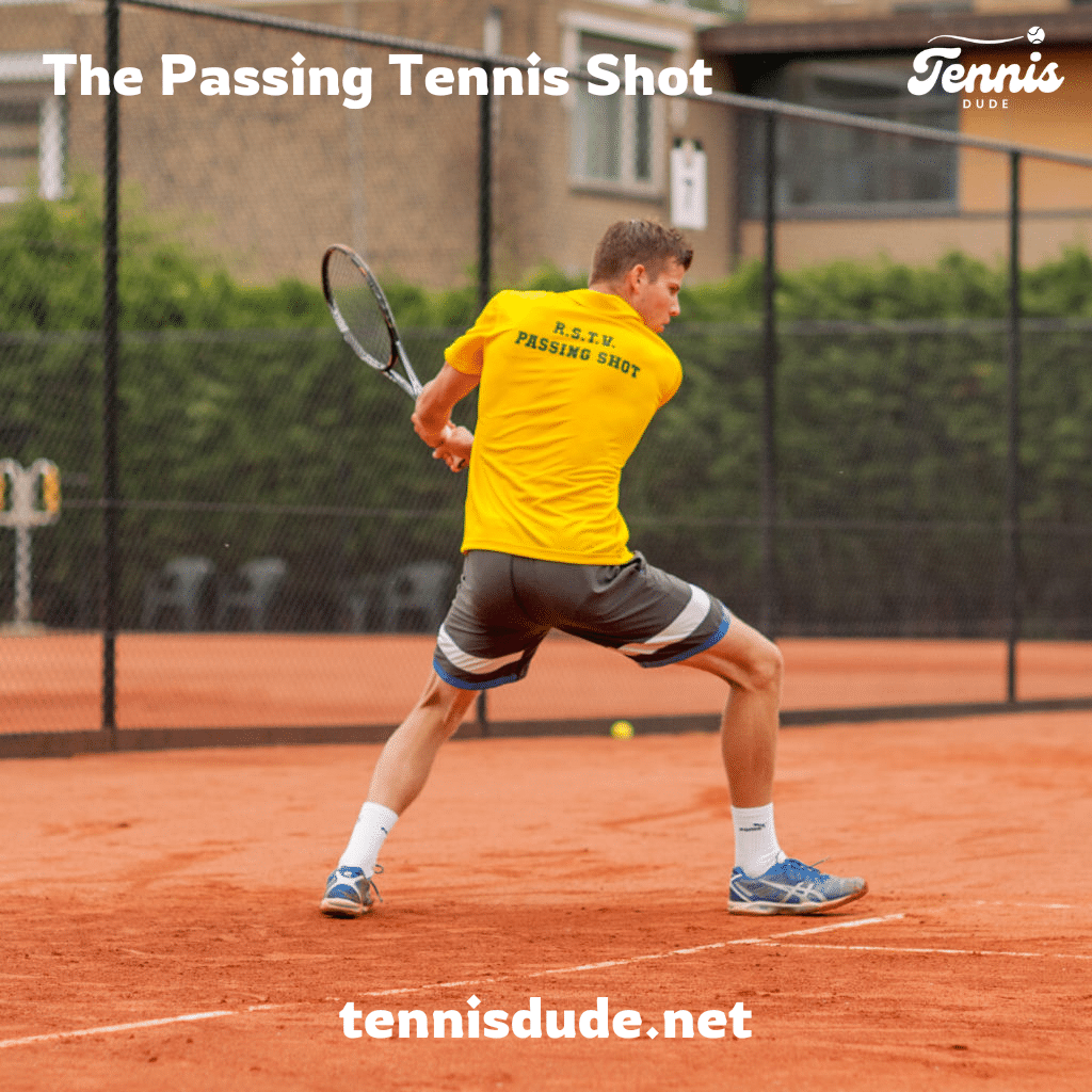 Tennis player in yellow shirt playing the Passing Tennis Shot