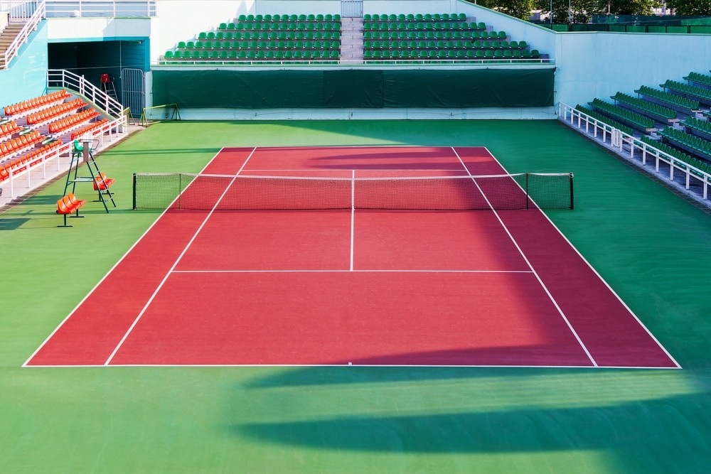 Tennis Court View Of A Tennis Court With Artificial Turf