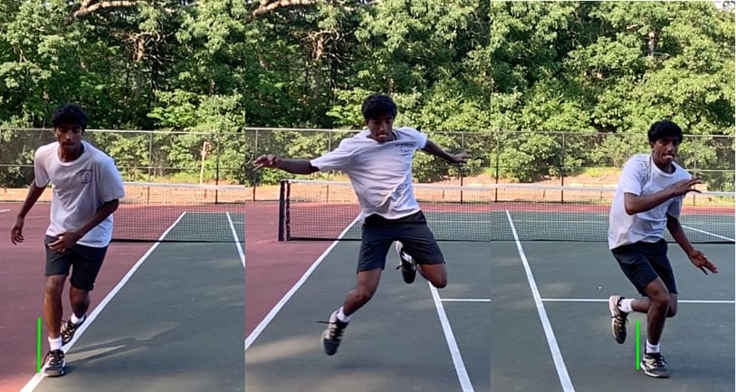 a player practicing conditioning drills on court