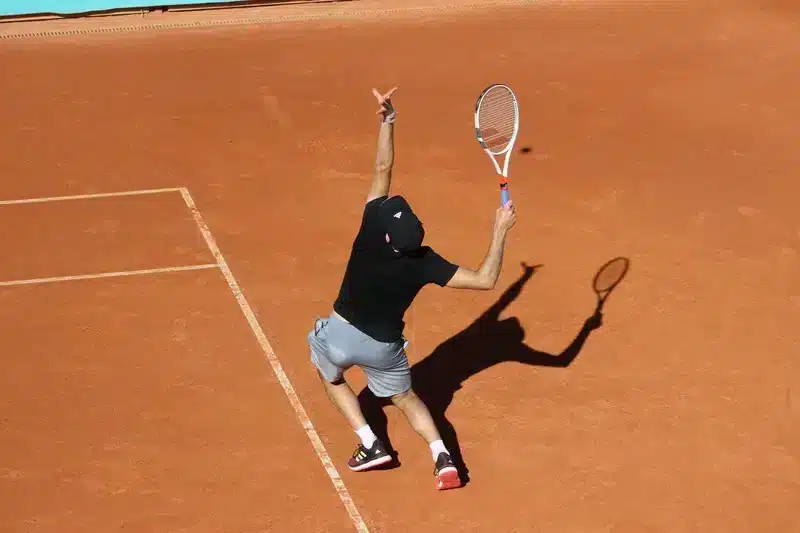 a player serving shot