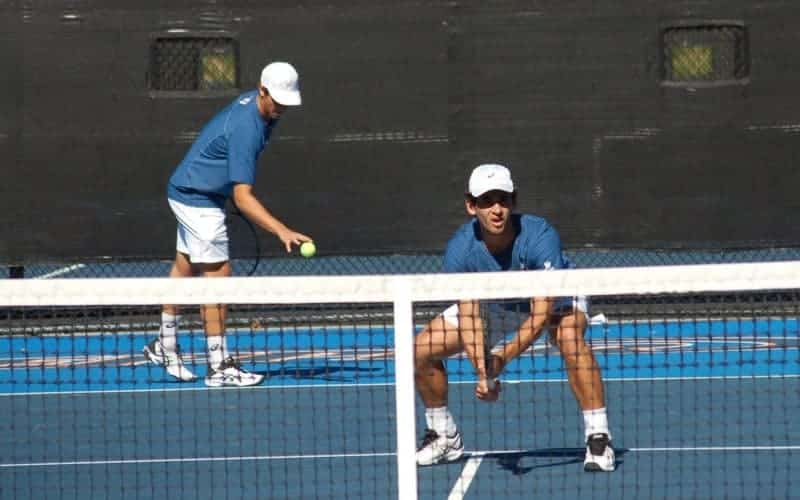 players on the court hitting a shot