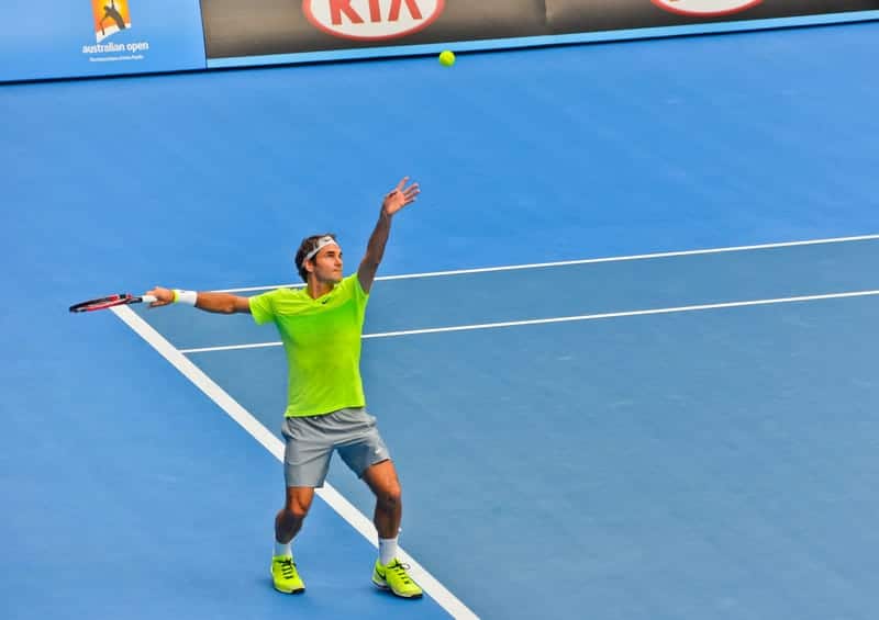 tennis player about to hit an ace shot in tennis