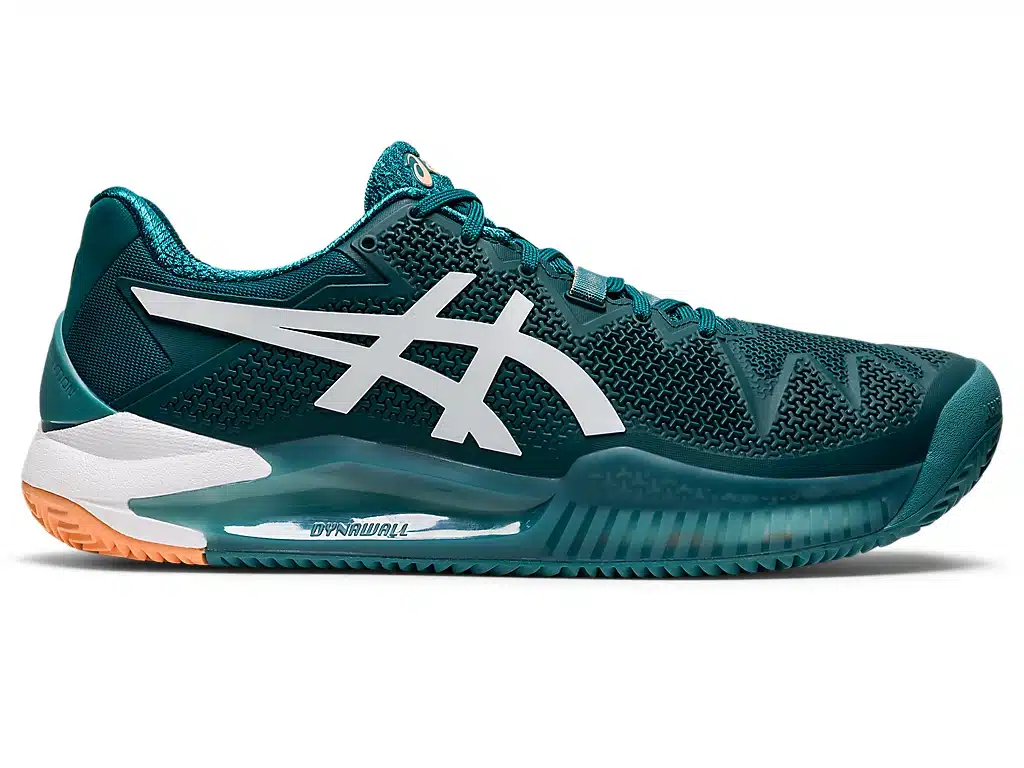 ASICS Gel Resolution in green color in front of a hite background