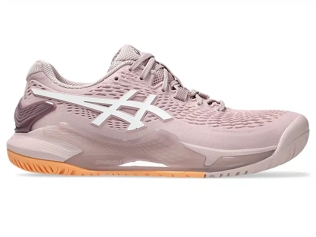 ASICS Gel Resolution Wide in pink color islated on a white background