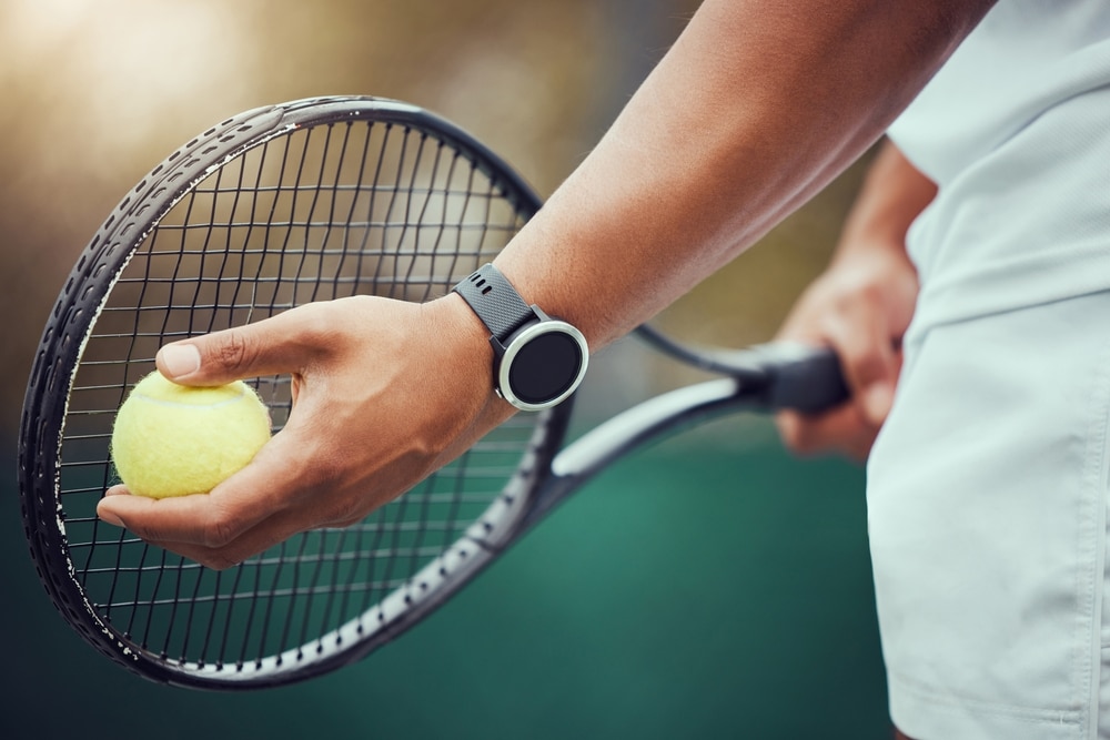 Court Racket And Tennis With Hands For Game 