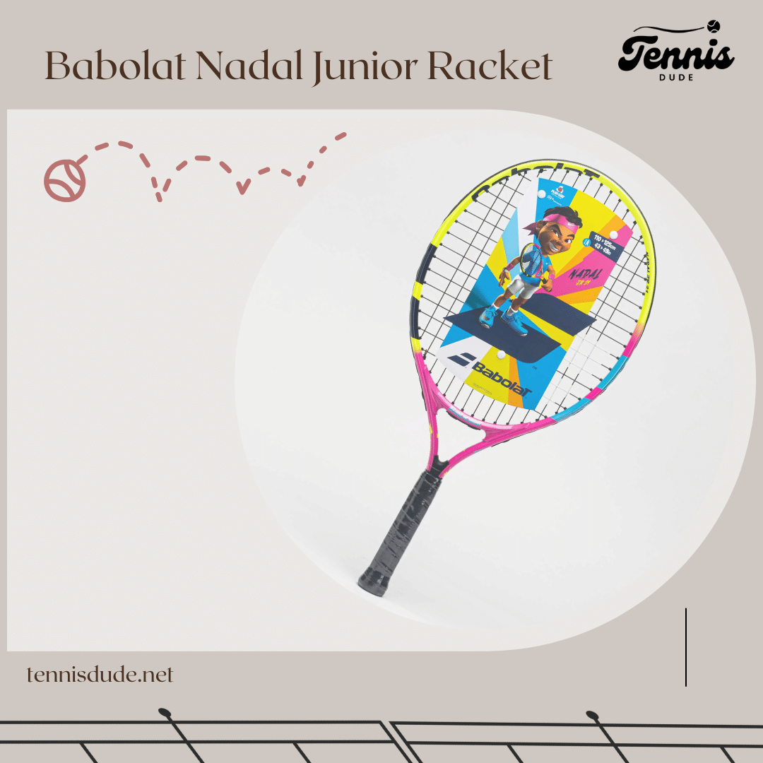 Babolat Nadal Junior Tennis Racket for kids isolated on a beige background