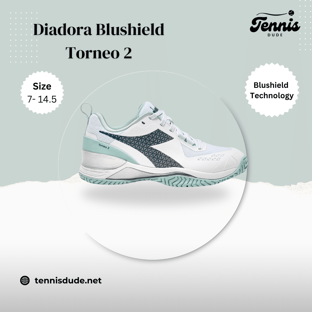 Diadora Blushield Torneo Tennis Shoes on a light background